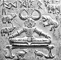 could be a depiction of shiva as pasu pati, lord of the animals